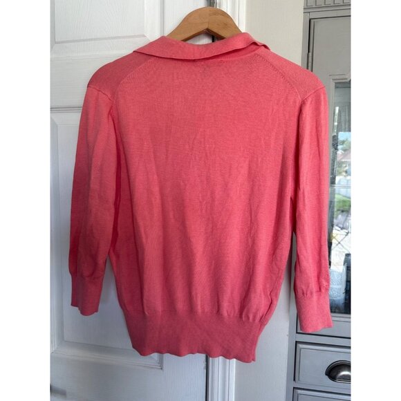 Ann Taylor Coral Collared Pullover 3/4 Sleeve Sweater Medium NEW Office Career - Picture 2 of 7